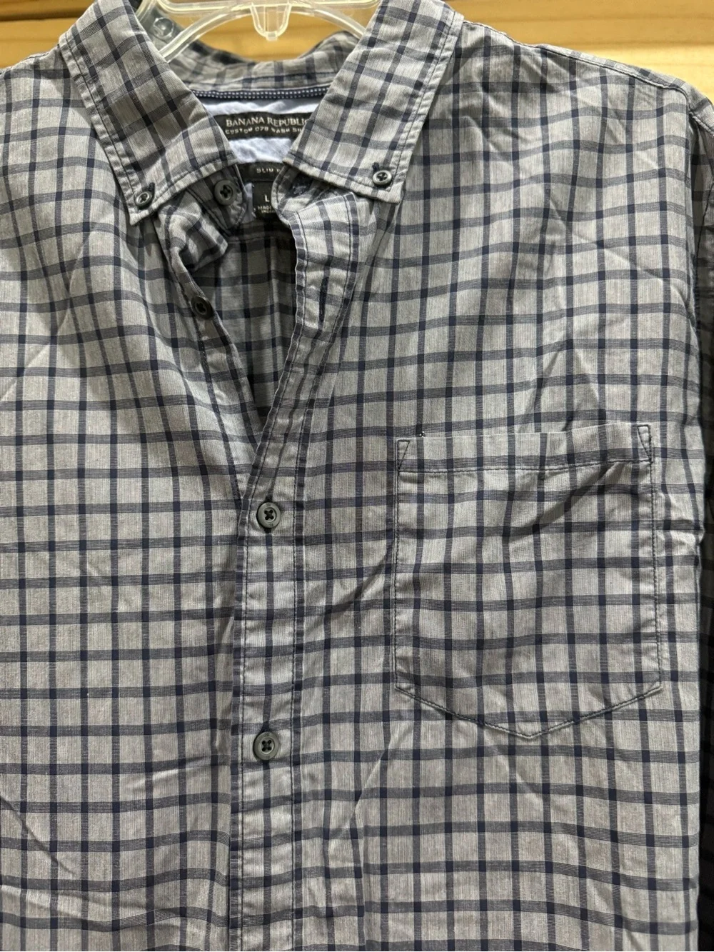 Banana Republic Men’s Button-Down Plaid Shirt in Gray and Navy